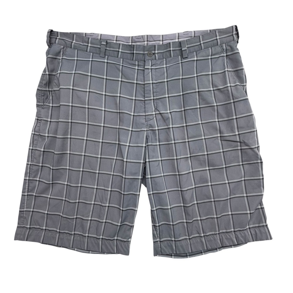 Nike Golf Mens Plaid Shorts Grey White Size 40 Flat‎ Front Performance Checkered